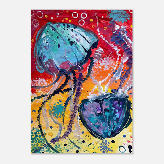 A colourful print of a jellyfish painting